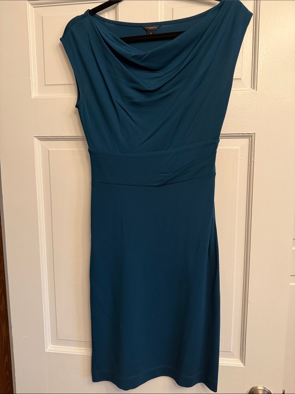 Ann Taylor Teal Cowl Neck Midi Dress